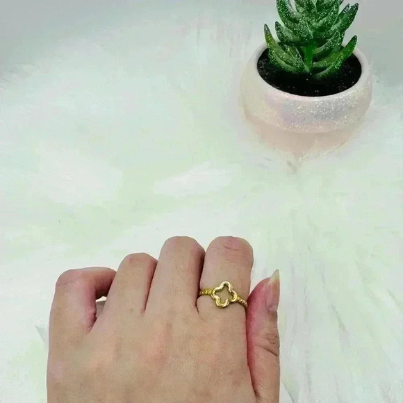 Stainless Steel Simple Women's Clover Ring - Picture 2 of 6